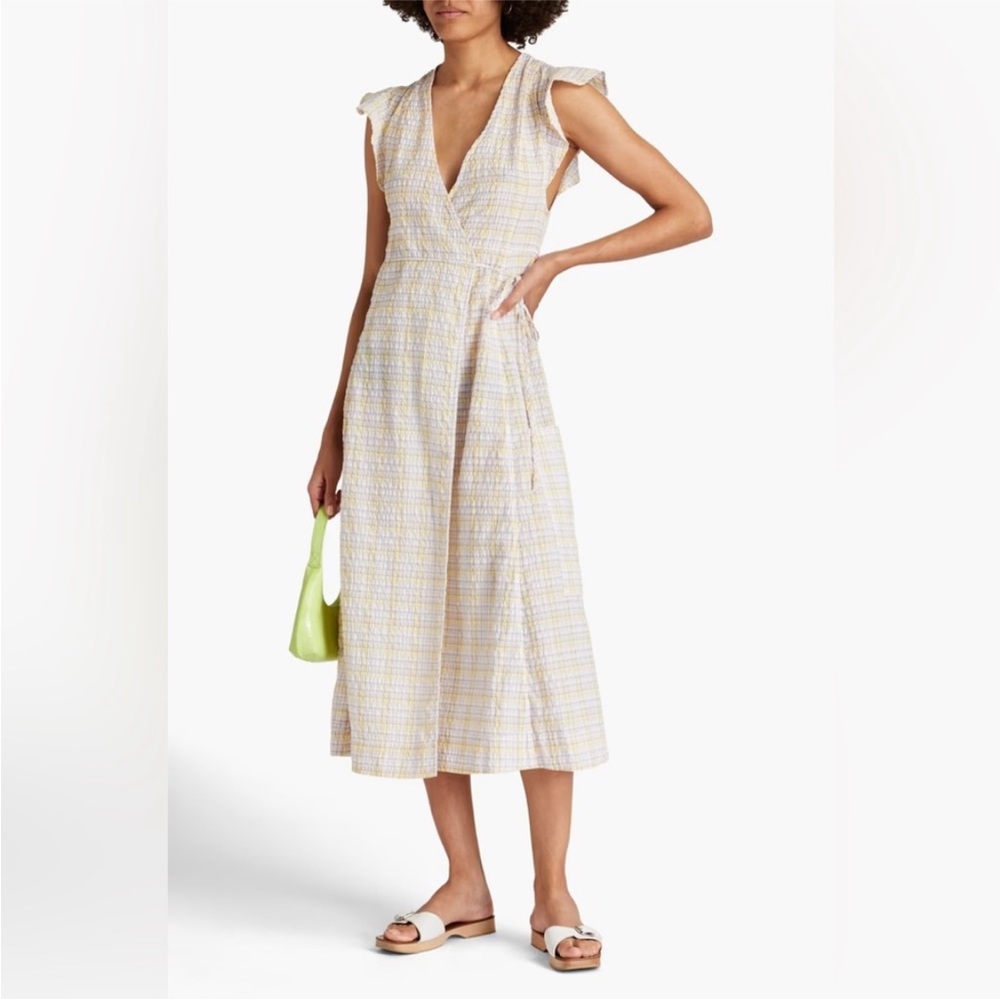 Ganni Pastel Checkered Wrap Dress Size 8/10